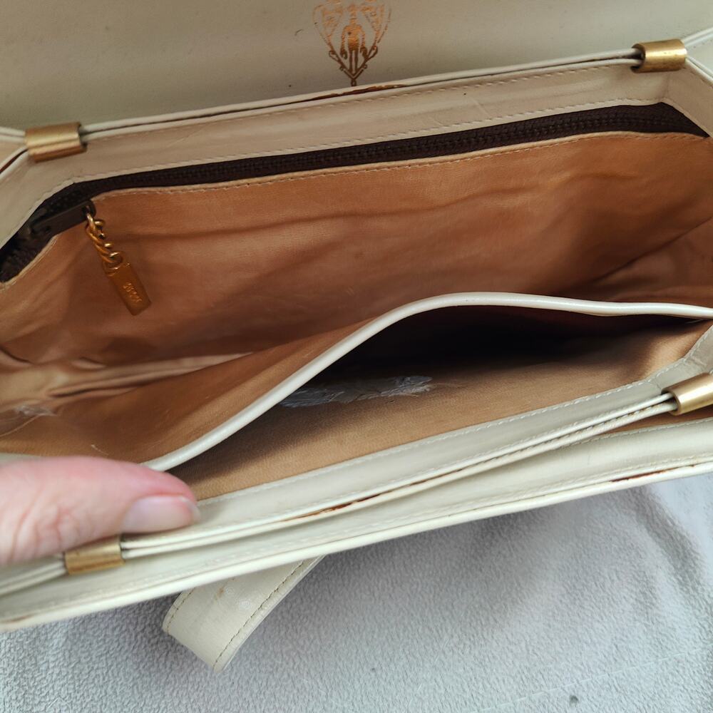 Vintage Gucci Leather Crossbody Bag Small Purse Off-White Cream 80s REPAIRED‎ - Picture 12 of 14